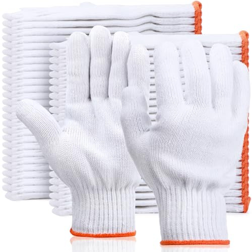 ENPOINT Gants blancs pour homme et femme, 24 paires de gants de travail pour barbecue, cuisine, grillades, résistants à la chaleur, mécaniques, soudage, jardinage, vêtements de campagne, gants de