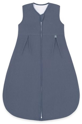 emma & noah Baby Schlafsack 1.0 TOG, Ganzjahres Schlafsack für den Frühling, Sommer und Herbst, 100% Bio-Baumwolle, OEKO-TEX Zertifiziert, Strampelsack für Neugeborene (Essential Blau, 70 cm)