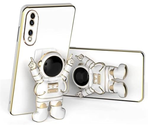 Nadoli pour Oppo A38 4G Main Astronaute Invisible Béquille Coque,Ultra Mince Placage Astronaute Pliant Supporter Antichocs Silicone Flexible Coque Housse Étui de Potection