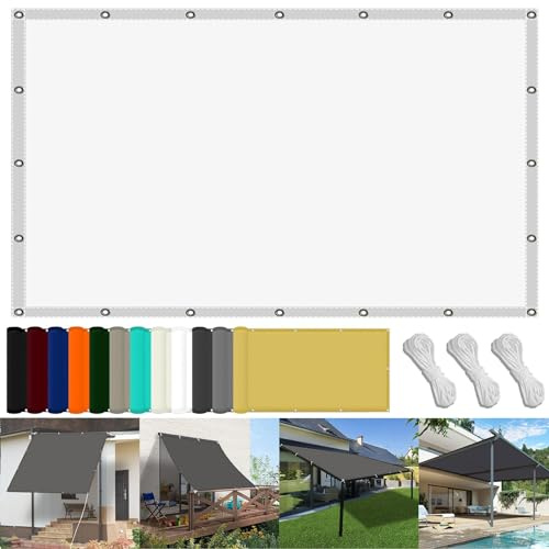 Sonnensegel mit Öse 140 x 200 cm Windschutz Rechteck Sonnensegel Balkon Uv-Schutz-Polyestergewebe mit Seil Ideal für Schwimmbäder Partys Und Outdoor-Aktivitäten, Weiß