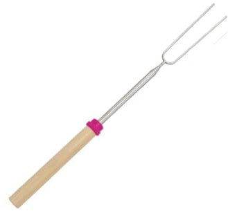 Wisafory Grillspieße aus Edelstahl Grillgabel Teleskop BBQ Gabeln Camping Sticks Hot Dog Gabel mit Holzgriff Marshmallow Bräter für Grillgut, Marshmallows, Stockbrot, Shish-Kebabs Rosarot 2 Stück