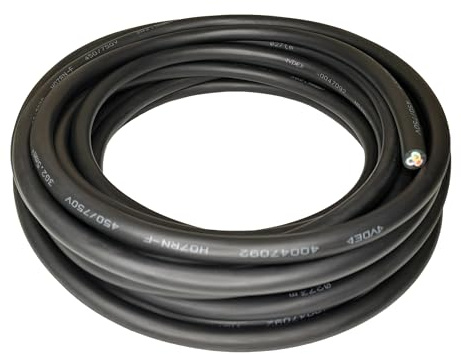Heavy Duty Flexible Rubber Power Cable, 3 Core, 1.5mm² / 2.5mm², H07RN-F, Indoor/Outdoor Use - Various Lengths (3 Core, 2.5mm² (3G2.5), 10m)