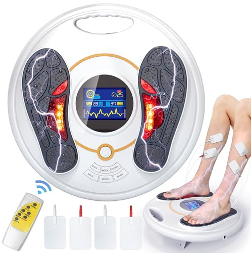 Medic Durchblutungs-stimulator Beine, Durchblutungsstimulator Füße Beine mit 4 TENS Elektroden Pads, 25 Therapiemodi & 99 Intensitäten EMS Fußmassagegerät Elektrisch für Durchblutung Neuropathie