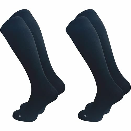 GAWILO Herren Kompressionsstrümpfe (2 Paar) | 14-16 mmHg | Stützstrümpfe mit Baumwolle | lange Kniestrümpfe (DE/NL/SE/PL, Numerisch, 47, 50, Regular, Regular, schwarz)