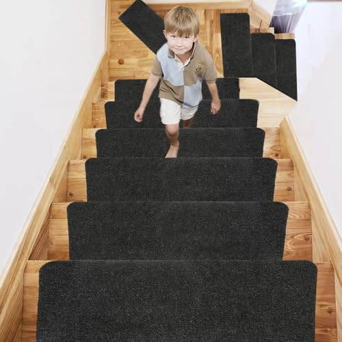 OHMG Lot de 15 Marchettes d'Escalier Antidérapant,Silencieux Tapis de Protection Autocollants,Sécurité pour Enfants,Personnes Agées et Animaux Domestiques,avec Adhésif Réutilisable