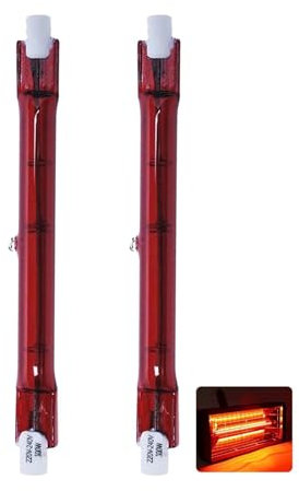Infrarotlampe 300W 118mm, R7S Halogenstab 300LM, 300W Infrarot Halogen Lampe Dimmbar, 230V Halogenstäbe Dimmbar kein Flimmern, Quarz Infrarot Heizlampe Wärmelampe Rot Halogenstablampe, 2 Stück