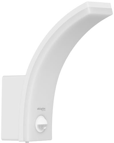 Oktaplex Pablo LED Außenlampe mit Bewegungsmelder 3000K IP65 | 3 Leuchtstufen warmweiß, Wandleuchte, 230V, weiß, mit Dauer-AN Funktion