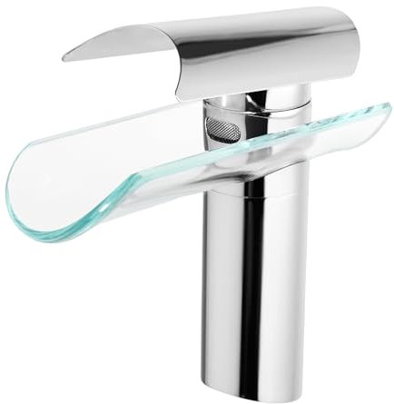 Waschtischarmatur Wasserfall Wasserhahn Bad Messing-Badewannenarmatur mit 2 Schläuchen, Einlocharmatur, 3/8“ Anschluss Mischbatterie Badarmatur
