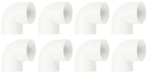 QUARKZMAN 50mm 8 Stück PVC 90 Grad Winkel Rohrverbinder, Reduzierverbinder Reduzierstück Rohrverschraubung Rohrkupplung Adapter für Garten Bauernhof Bewässerung Wasserrohr Armaturen, Weiß