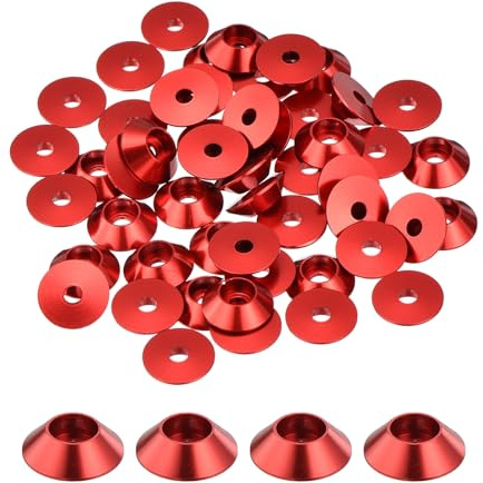QUARKZMAN Rondelles en cône M2, rondelles de tête de coupe en aluminium anodisé pour vis RC/FPV/PC/Drone/Pièces de modèle d'accessoires mécaniques, paquet de 50 (Rouge)