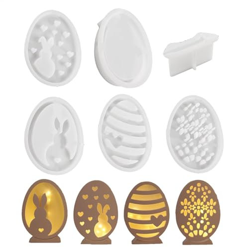 Moldes de jabón de Pascua, moldes de chocolate de Pascua, molde de conejo de huevo, bonito molde de silicona hueco para decoración del hogar