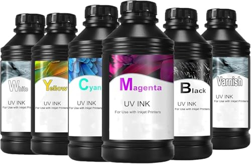 Tinte für A3/A4 UV Drucker,UV Tinte, CMYKWV,Farbe,6 Flaschen Set,500ml pro Flasche