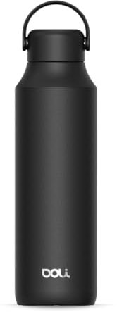 Doli Teeflasche Thermo 600ml Black - mit Teesieb - Doppelwandiger Edelstahl - Auslaufsicher - für Heiße & Kalte Getränke - Absolut dicht - BPA-frei