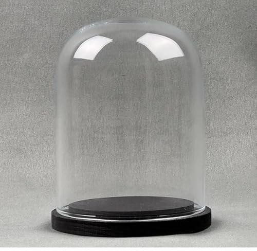 EMH Piccola campana in vetro con base in legno, 13 x 10 cm, colore: nero