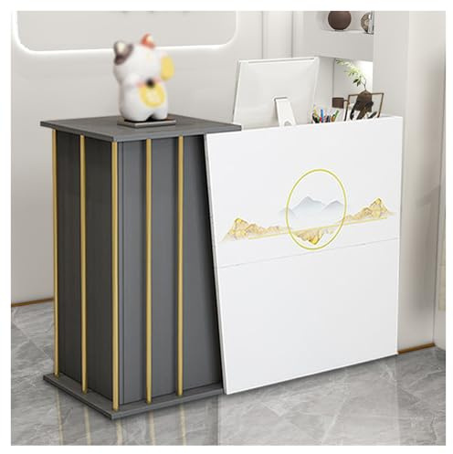 SPXMQSS Bancone Reception Ufficio, Bancone Cassa Centro Estetico con 2 Cassetto per Ufficio, Hotel, Negozi di Abbigliamento, Pasticcerie, Frutterie B 90x100 cm