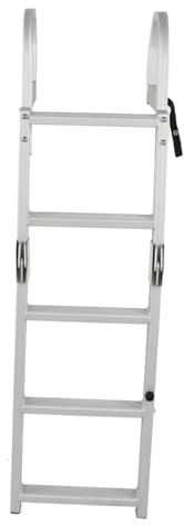 ZASCHMOY 5 Step Boat Folding Ladder Aluminum 200KG Load Capacity - Marine and Pontoon Ladder for Yachts, Ships, and Swimming Pools