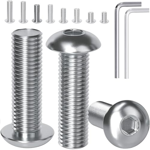 YOOPIN 30 Stück M6 x 16mm Linsenkopfschrauben Innensechskant | Flachkopfschrauben M6 Edelstahl Schrauben, 304 Edelstahl Rundkopfschrauben mit Innensechskantschlüsseln für Möbeleinbau