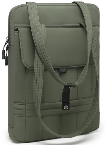 HYZUO 15-16 Pulgadas Bolso Funda Acolchada para Portátil, Verde Medianoche | para MacBook Pro 15/16, 15 15,6 Dell/HP/Lenovo/Asus/Acer/Samsung, Bolsos de Hombro Finos Mujer Bolso para Trabajo Diario