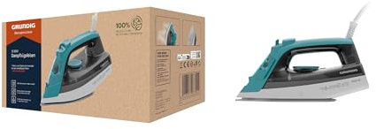 GRUNDIG SI 3550 Dampfbügeleisen, 2.400 W, 120 g/Min Dampfstoß, 25 g/Min Dampfleistung, Keramik-Bügelsohle, 220 ml Wassertank, Drip Stop, Anti-Kalk-Technologie, Weiß/Türkis