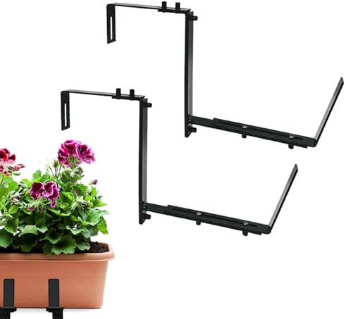 Genérico Soporte de la de Flores 2 PCS - Soporte de de plantador, macetas de balcón para barandilla, estanterías de macetas con tamaño Ajustable, sopporte de Maceta de Flores Pesadas
