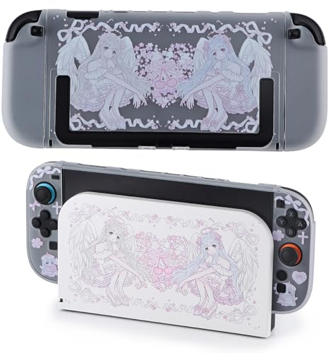 Protective Case for Switch 2, Dock Case and Cover Skin for Nintendo Switch 2 Console Joycon Controller, Sakura Agnel Hard PC Slim Dockable Shell Pink Kawaii Gaming Protector Accessories