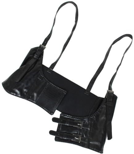 ORFOFE Cinturón Arnés de Cuero Ajustable para Mujer Cinturón Bajo Pecho Elástico y Accesorio para Vestidos Fiestas Halloween y Rave Diseño Punk y Gótico Negro