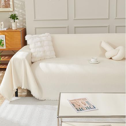 Yoller Couch Überzug, 180 x 300 cm Sofaüberwurf Weich Strapazierfähig, Utschfest Sofaüberwurf für Wohnzimmer, Beige