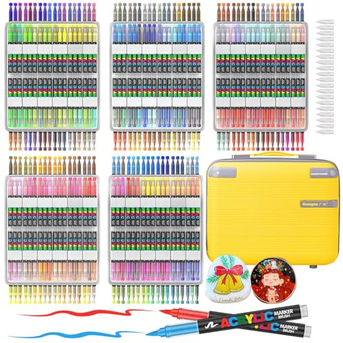 Amamao 360 Colors Soft Brush Tip Acrylic Paint Markers for Canvas Glass | Soft Brush Tip 1-5mm, Water-Based Quick-Dry Ink, Water-Based Quick-Dry Ink Acrylic Paint Pens for Egg, Rock Painting & DIY