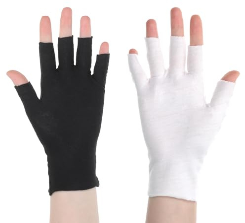 4 Pairs White Cotton Fingerless Gloves Moisturizing Gloves with 5 Open Fingertips Breathable Night Glove for Dry Hands Care Women and Men
