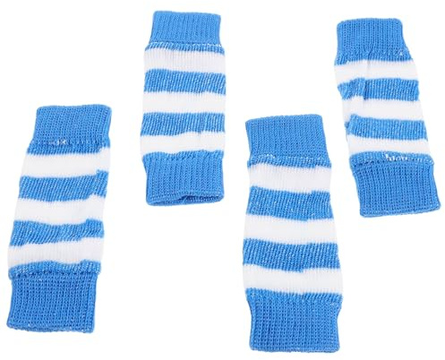 FONDOTIN 4 Stück Pack Ellbogenprotektoren für Kleine Hunde Gestrickte Beinstulpen aus Blauem Material Verstellbare Hundebeinschützer für Wärme und Schutz bei Kaltem Wetter