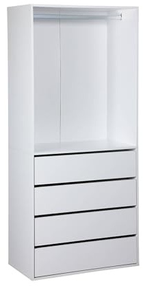 Alice's Home - Ankleidemodul mit 4 Schubladen und 1 Garderobe, weiß, Laminatpaneel