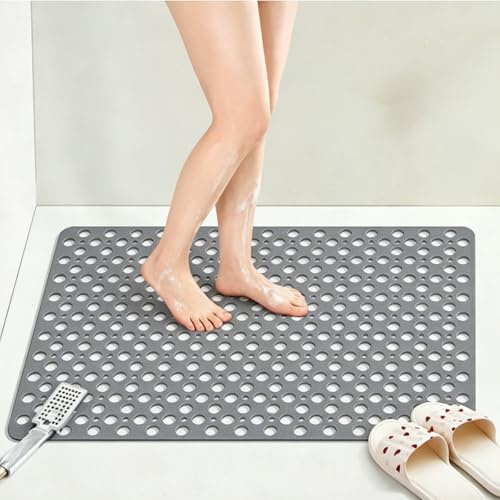 Duschmatte rutschfest 70x70 cm, Große und weiches TPE Antirutschmatte Dusche mit großen Ablauflöchern, Geeignet für rutschfeste Badezimmerböden, Schimmelresistent & Maschinenwaschbar