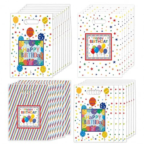 Fesnova 50 Stück Geschenktüte Kindergeburtstag, Tüten Kindergeburtstag, Mitgebsel Tüten Kindergeburtstags, für Mädchen und Jungen Kinder Geburtstag Party, 25cm x 16,5cm