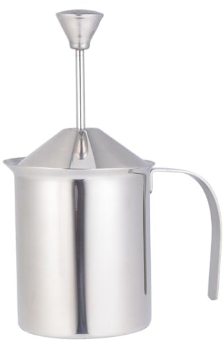 jojofuny Espumador de Leche Manual Acero Inoxidable con Filtro Doble para Leche Espumada Espumadera de Caliente y Fría Utensilio para Café