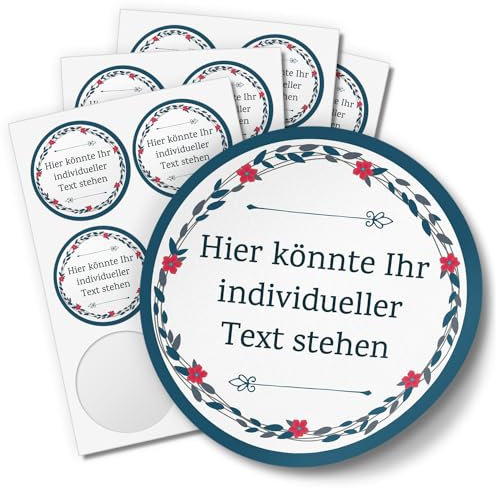 24 INDIVIDUELLE runde Etiketten SELBER GESTALTEN: Schlicht Blau und Rot - Personalisierte Aufkleber für Hochzeit, Taufe, Konfirmation, Kommunion, Produkte, Muttertag, Valentinstag, Ostern, Weihnachten