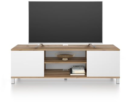Mobili Fiver, Meuble TV Rachele, Bois Rustique - Frêne Blanc, 150 cmx42 cmx48 cm, Meuble TV Design pour TV jusqu'à 65'' TV, Made in Italy