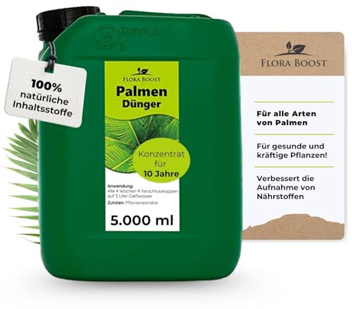 Flora Boost Palmen Dünger Flora Boost 5000ml I Für bis zu 1000L Gießwasser I Pflanzenstärkungsmittel für alle Arten von Palmen I Flüssiger Blatt- & Wurzeldünger I 100% natürlicher Pflanzendünger