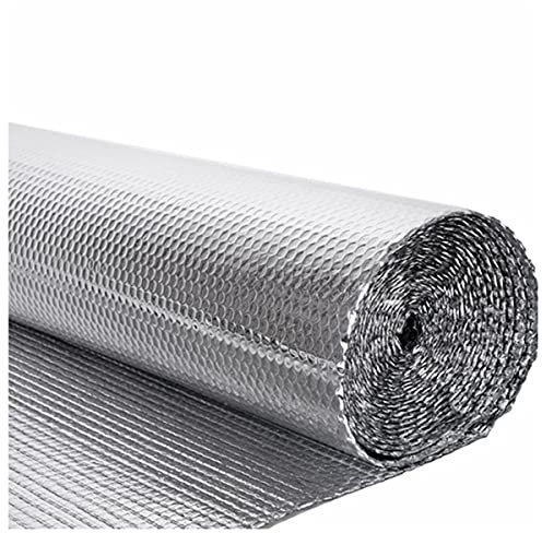 NAKAN Doppelte Aluminiumfolien Isolierrolle Einzelne Luftpolsterfolie, Wärmereflektierend Hitzeschild Dampfsperre Wasserdicht für Wand Loft Boden Heizkörper(Size:1x5m(3x16ft))