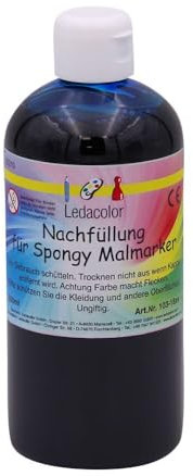 Ledacolor Spongy Malmarker | Nachfüllung 500 ml BLAU | Öko Filzstifte | Nachhaltige Stifte für Kinder [unbedenklich] | Schadstofffrei