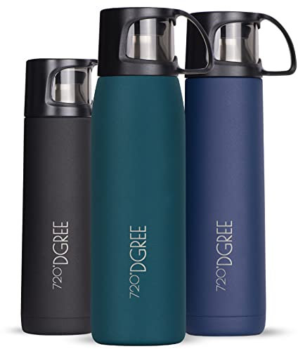 720°DGREE Thermoskanne mit Becher 1l “Follow” - 3 Größen, 12h Heiß, 24h Kalt, Auslaufsicher, BPA-Frei - Edelstahl Thermosflasche, Isolierflasche für Kaffee, Tee bei der Arbeit, Schule, To Go