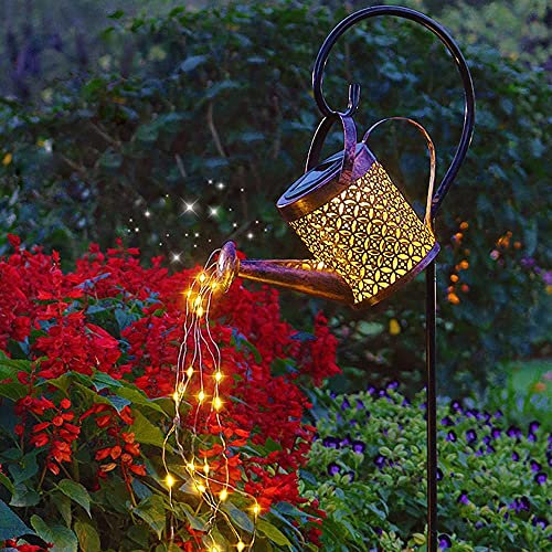 Solarlampen für Außen Gießkanne Solar Lichterkette Aussen, Solarleuchten Hängend Garten Deko IP55 Wasserdicht, Metall Vintage Solar Laterne für Garten,Balkon,Terrasse