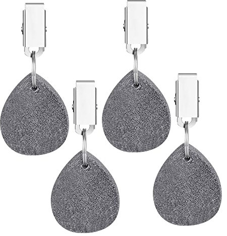 Gadom Tischdeckenbeschwerer Naturstein, 4 Stück Tischdecken Beschwerer aus Naturstein für Draußen, Tischdecke Gewichte mit Klammer Schwer für Familie Party Camping Hochzeit Garten Picknick