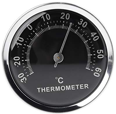 Max-Tonsen Thermomètre de Voiture diamètre 58 mm Mini -30~60 ℃ mécanique intérieur extérieur avec Autocollant Double Face Haute précision-Noir, Le Noir, Diameter 58mm