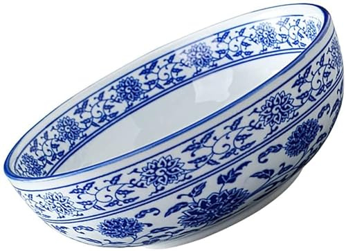 insalatiera Ciotola Cucina Ciotole Ramen in Stile Cinese Ciotole di Noodle in Ceramica Ciotola di zuppa di Porcellana Blu e Bianca Ciotole Udon (Size : 20X20CM)