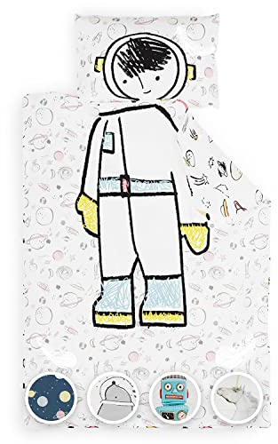 sleepwise Kids-Edition - Biancheria da letto, 2 pezzi, Öko-Tex, morbida, traspirante, non necessita di stiratura e senza pieghe, set copripiumino in microfibra spazzolata, 135x200 cm, 80x80 cm