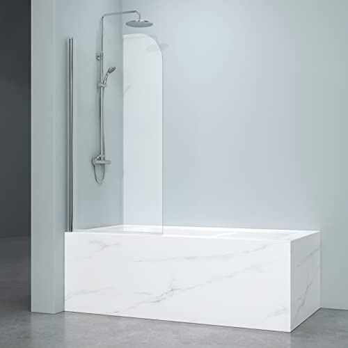 EMKE Faltbare Duschwand, 70x140cm, Badewanne 1-teilig, 6mm NANO-GLAS | Badewannenaufsatz, Spritzschutz, Duschwand Für Badewanne, Glaswand Badewanne, Leicht Zu Reinigen, Montagefertig