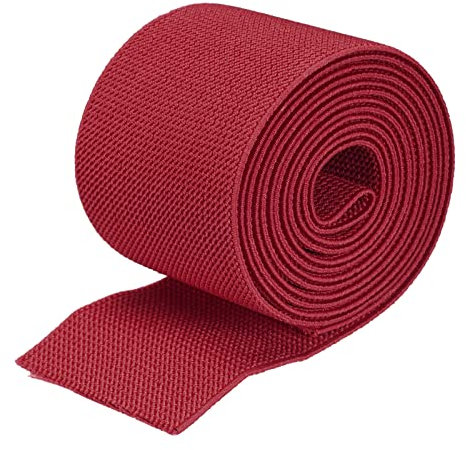 sourcing map Large bande élastique double face en sergé - 75 mm - Bande élastique tissée plate de 1,8 m - Bobine élastique lourde - Rouge clair pour la couture, la taille