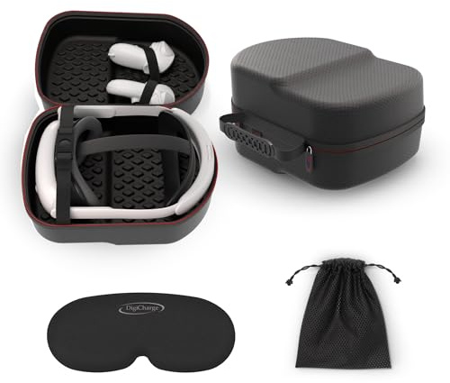 Digicharge Funda de Transporte Rígida Estuche Protectora para Meta Quest 3S / 3S Xbox Edition/Quest 3/2 / Oculus Quest 2 Auriculares VR y Correa Elite/Correa Elite con batería y Accesorios