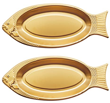 Hoypeyfiy Stainless Steel Fish Serving Platter - 2Pcs Fish Shaped Plate, Perfect for Families, Hotels, Restaurants, Schools