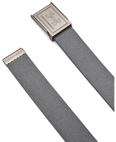 Under Armour Uomo Stretch Webbing Belt, Cintura uomo senza buchi resistente per sport e attività all'aria aperta, Cintura elastica da golf con fibbia regolabile,Castlerock/Black/Silver,OSFM